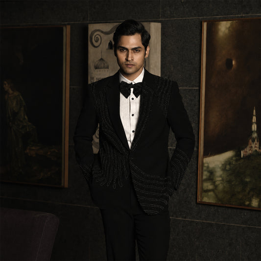 Black Embroidery Blingy Tuxedo