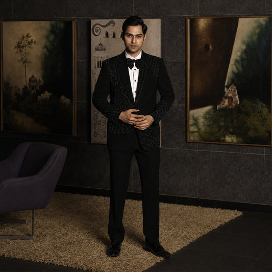 Black Embroidery Blingy Tuxedo
