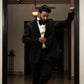 Blue Embroidery Tuxedo With Notch Lapel