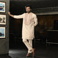 Peach Embroidered With Mirror Kurta