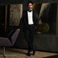 Blue Embroidery Tuxedo With Notch Lapel