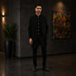 Black Embroidered Open Jacket With Long Bundi