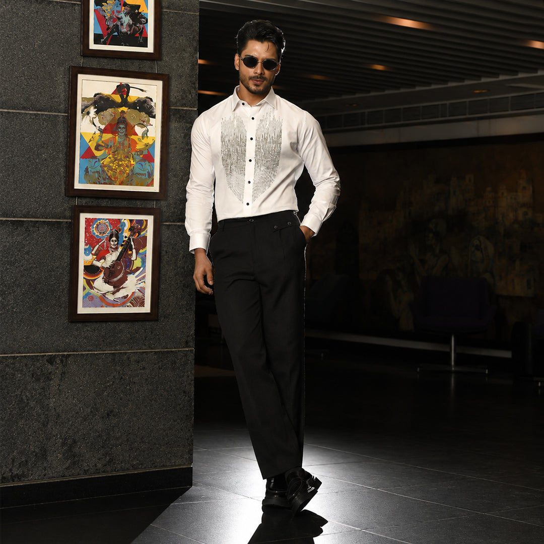 White Pintex Embroidered Shirt