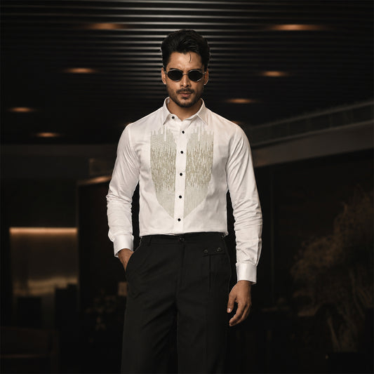 White Pintex Embroidered Shirt