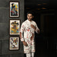 Cream Embroidered Tiger Theme Kurta