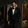 Black Embroidery Tuxedo With Peak Lapel