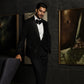 Black Embroidery Tuxedo With Peak Lapel