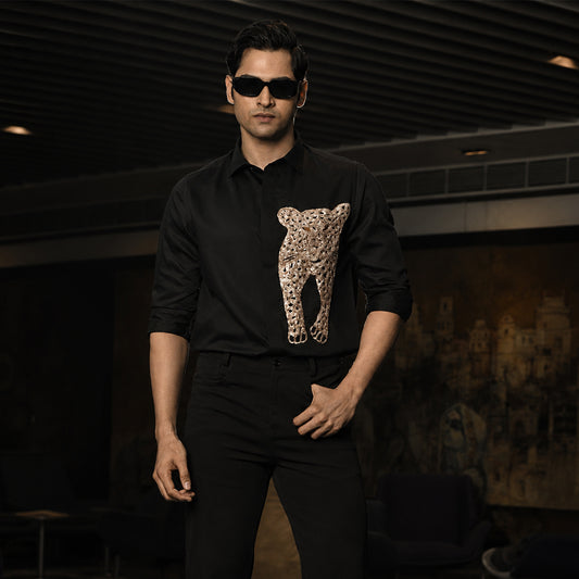 Black Panther Embroidered Shirt