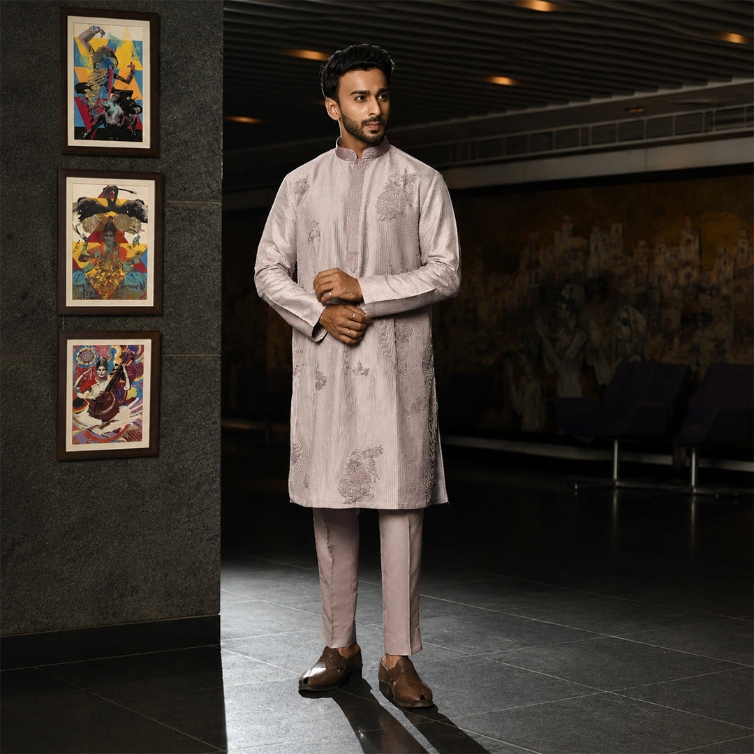 Lavender Embroidered With Pintex Kurta
