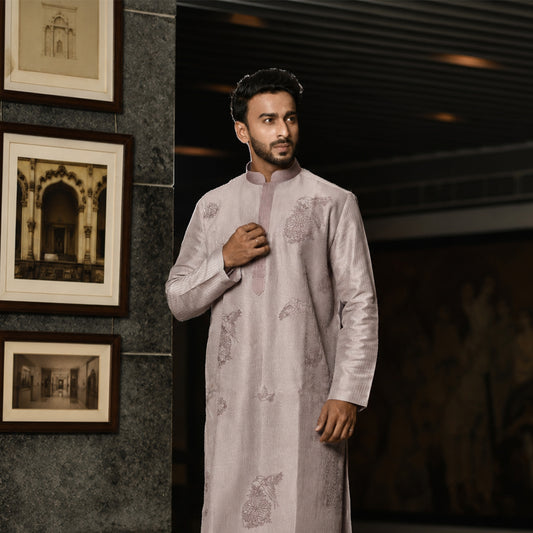 Lavender Embroidered With Pintex Kurta