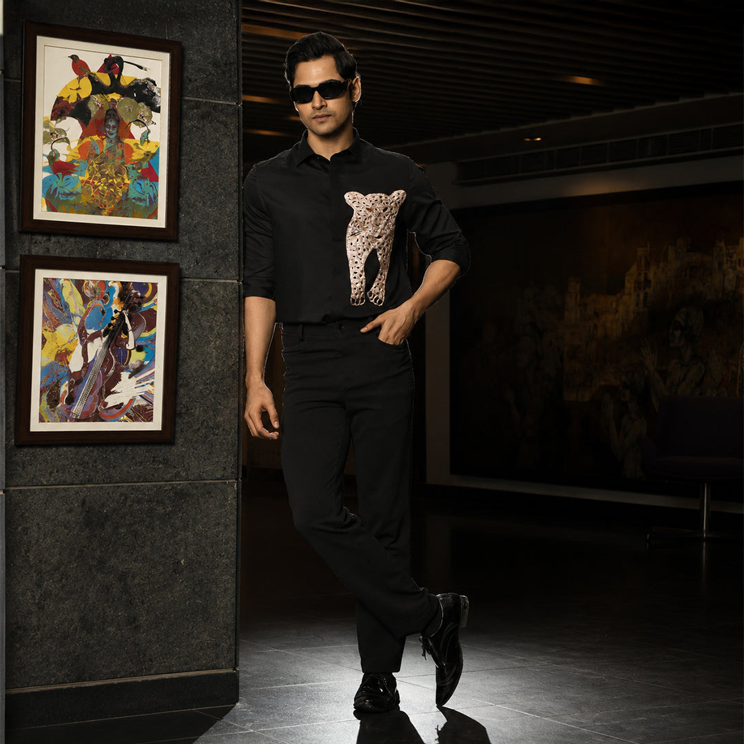 Black Panther Embroidered Shirt