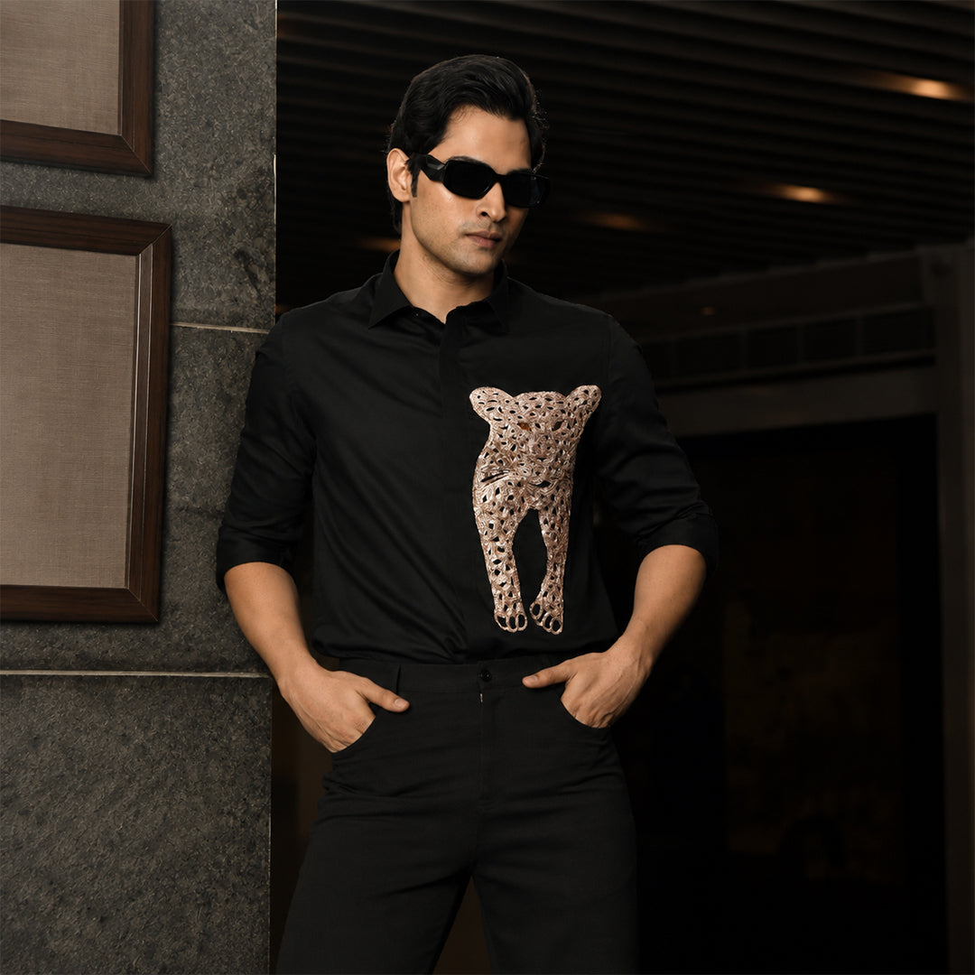 Black Panther Embroidered Shirt